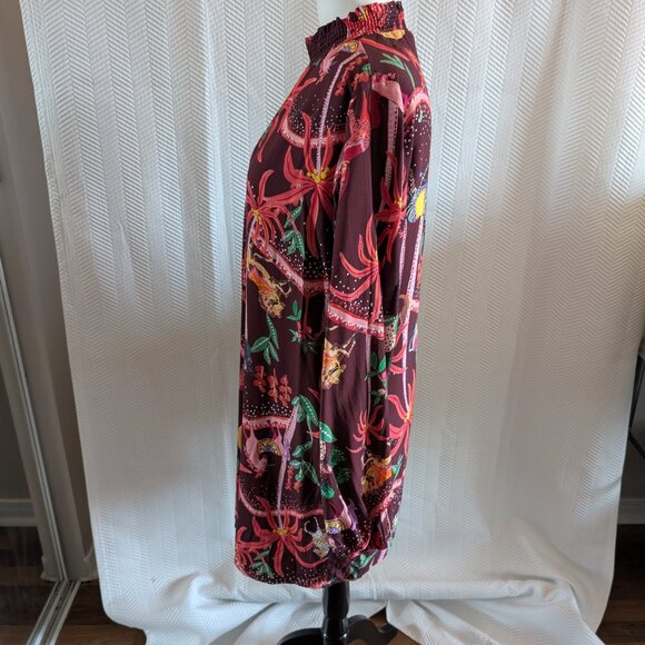 Lez a Lez Boho Burgundy Unicorn Zebra Print Dress Large - Picture 8 of 13